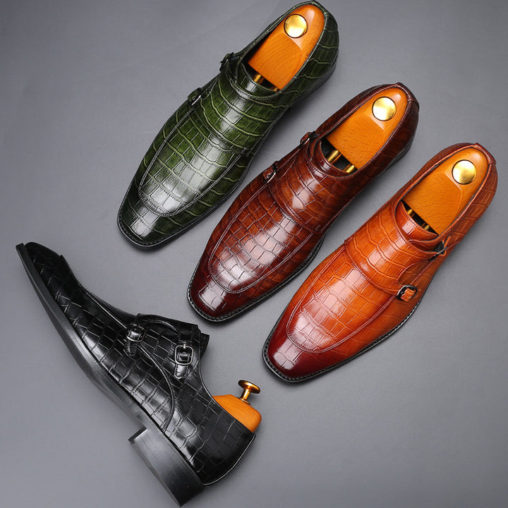 Marco Double Monk-Strap Leather Shoes