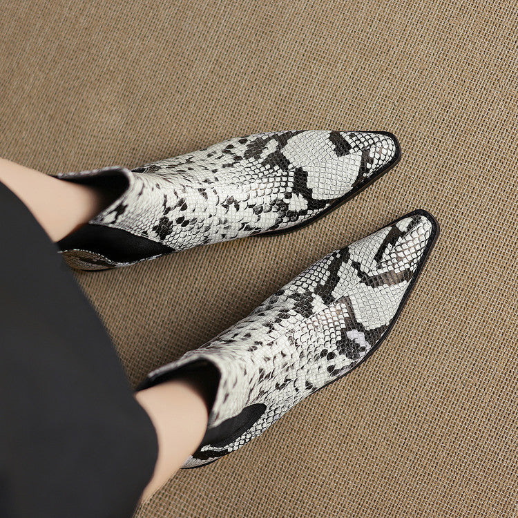 Nessa Snake Pattern Leather Boots