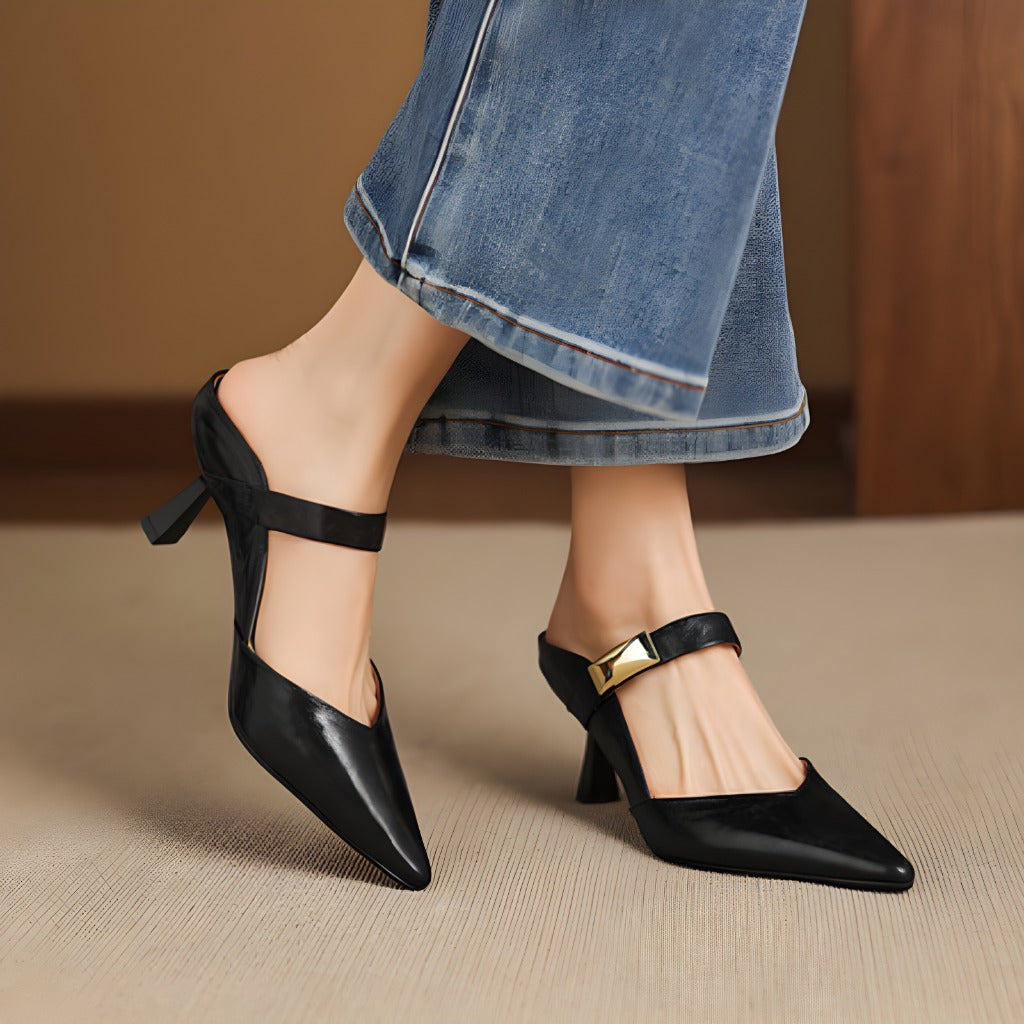Avani Genuine Leather Mary Jane Mules
