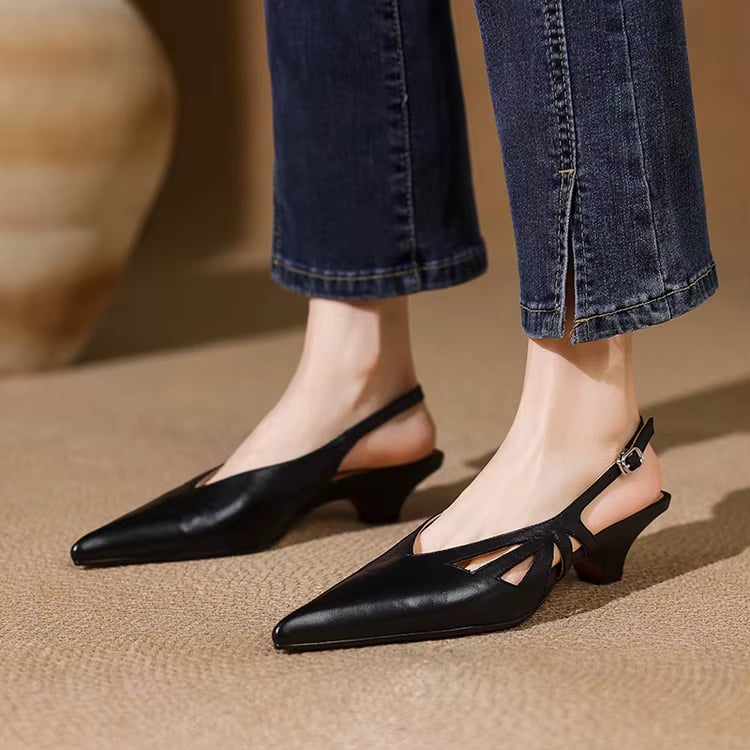 Elena Genuine Leather Slingback Heels — photo 9