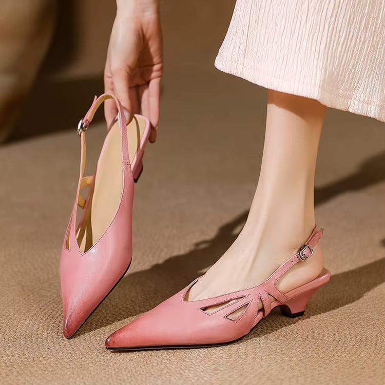 Elena Genuine Leather Slingback Heels — photo 12