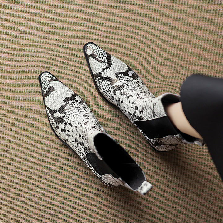 Nessa Snake Pattern Leather Boots