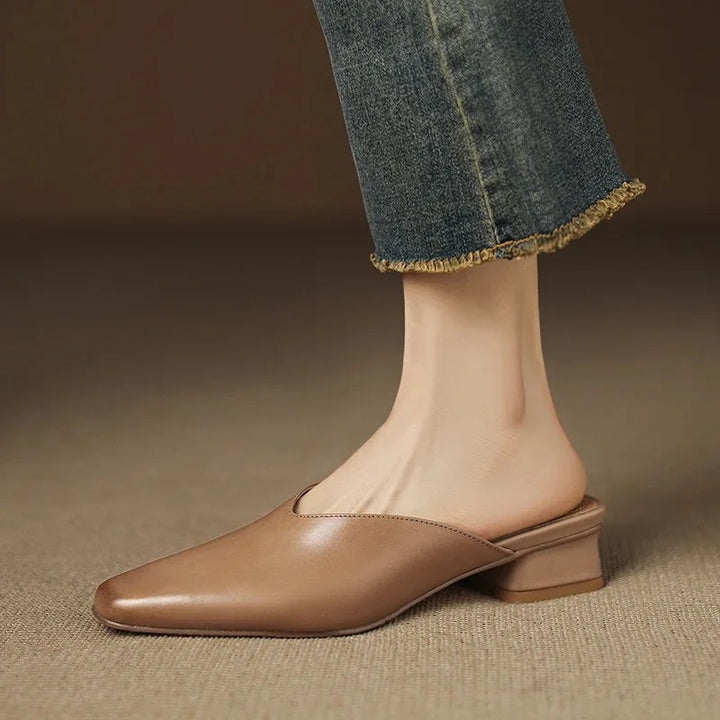 Iris Genuine Leather Chiseled-Toe Mules