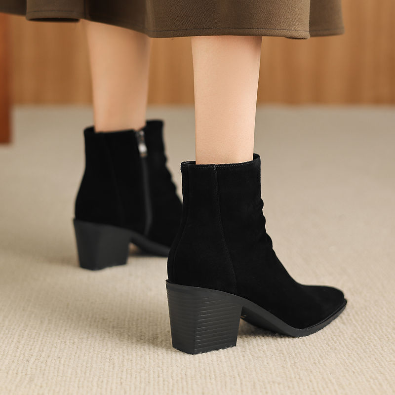 Meren Genuine Suede Ankle Boots