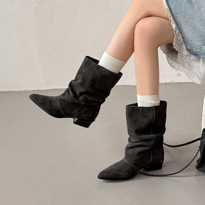 Delia Genuine Leather Mid-Calf Boots