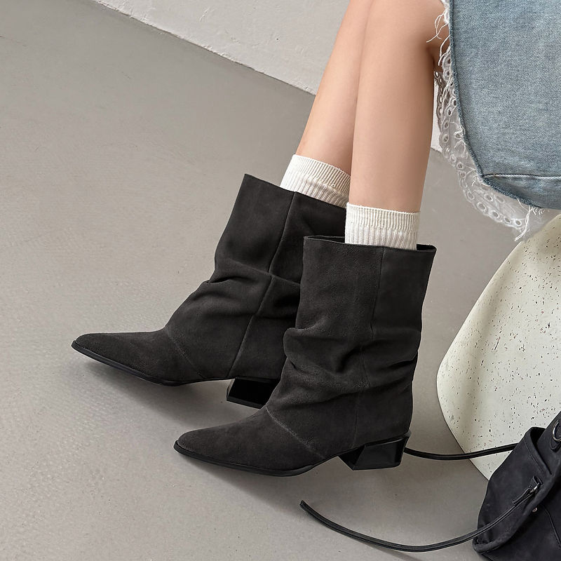 Delia Genuine Leather Mid-Calf Boots