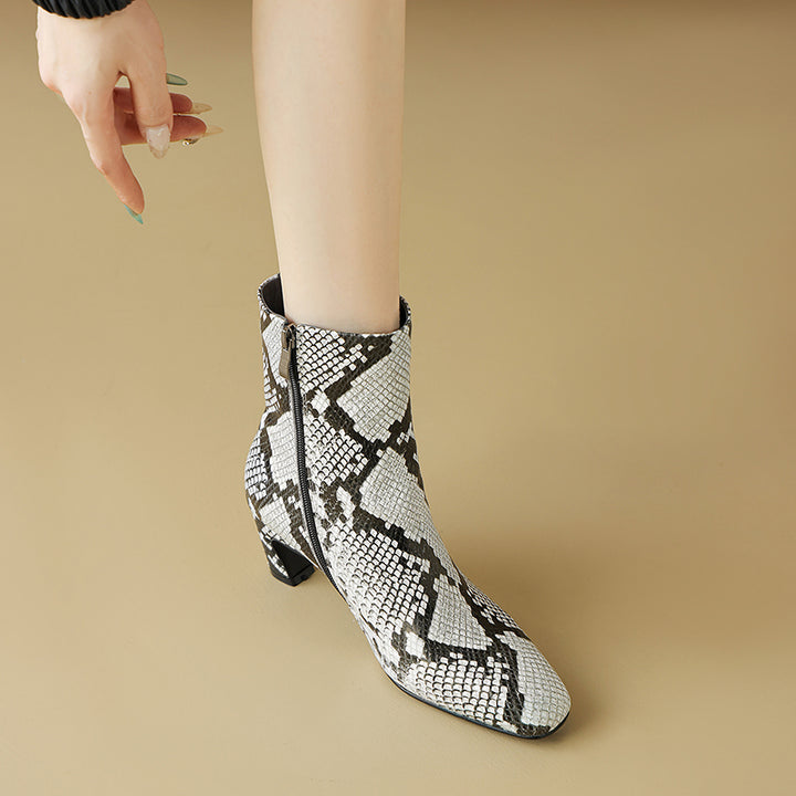 Harly Snake Pattern Leather Boots