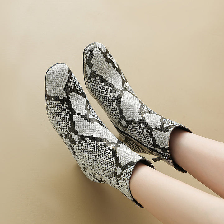 Harly Snake Pattern Leather Boots