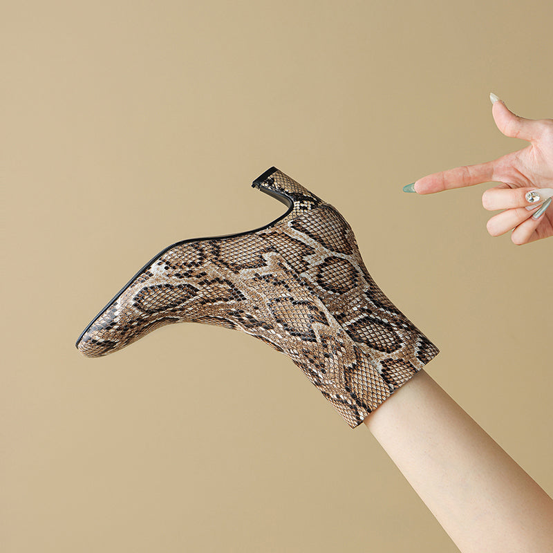 Harly Snake Pattern Leather Boots