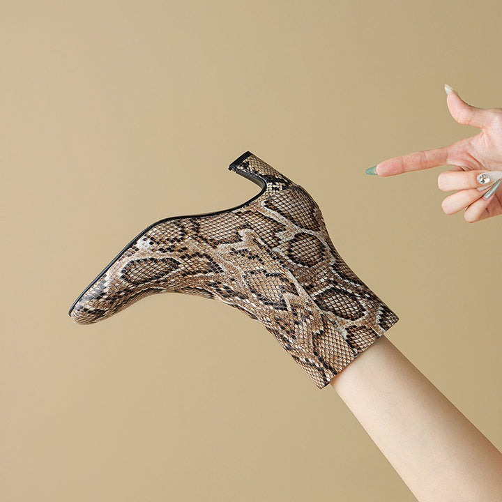 Harly Snake Pattern Leather Boots