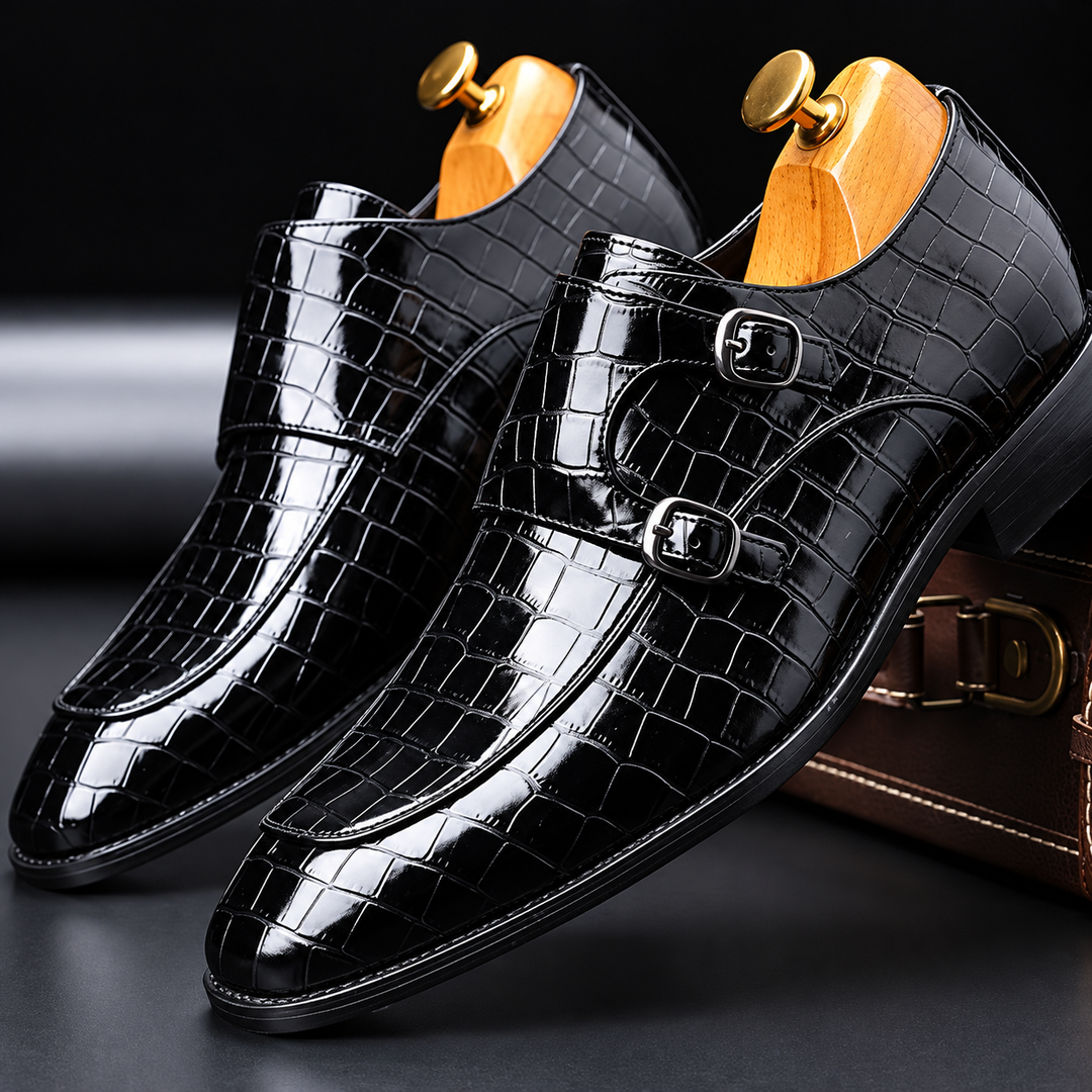 Marco Double Monk-Strap Leather Shoes