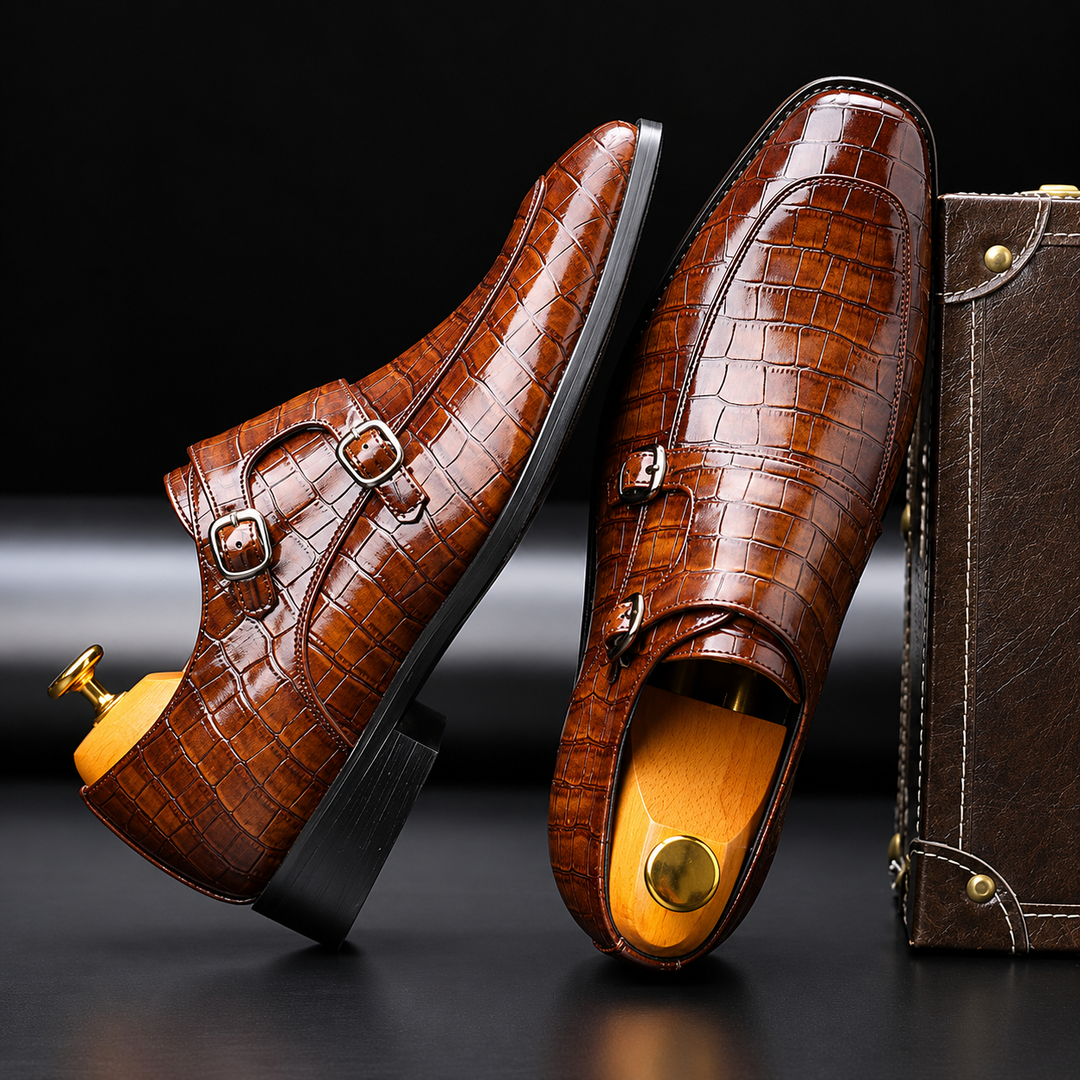 Marco Double Monk-Strap Leather Shoes