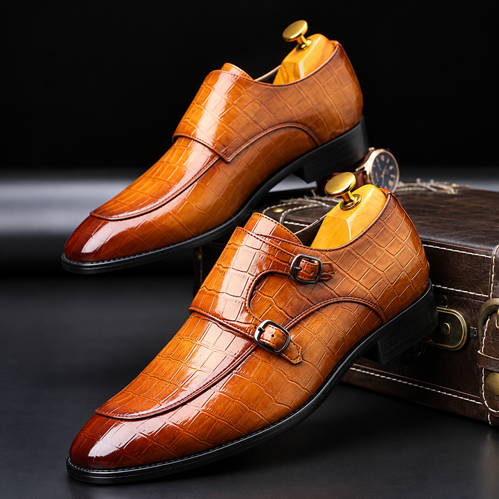 Marco Double Monk-Strap Leather Shoes
