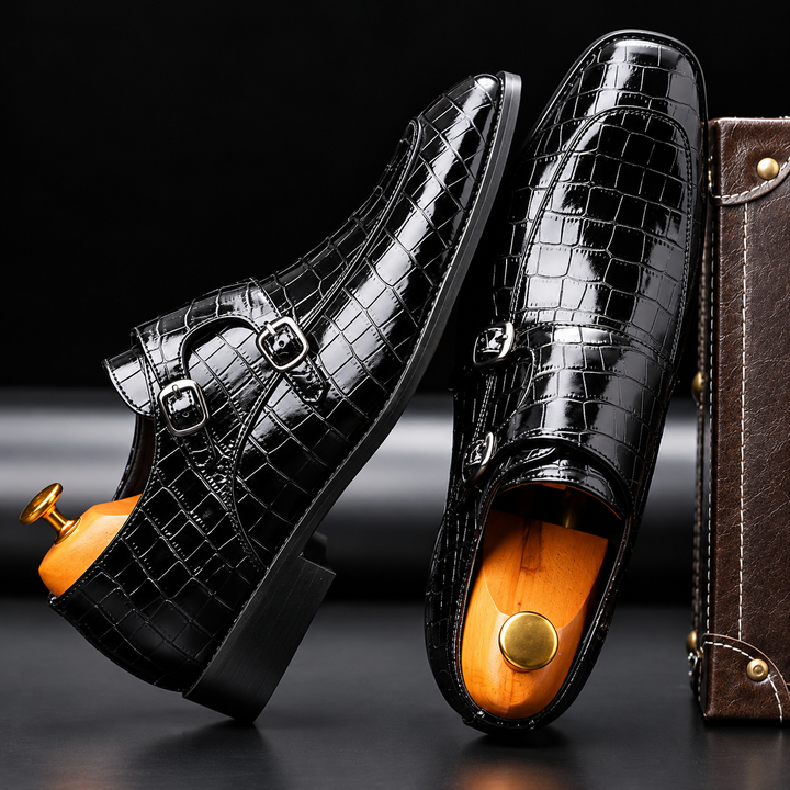 Marco Double Monk-Strap Leather Shoes