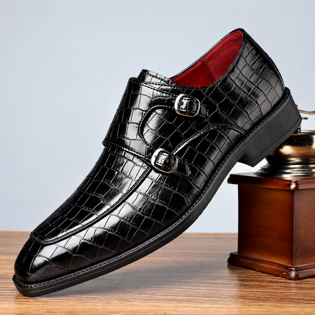 Marco Double Monk-Strap Leather Shoes