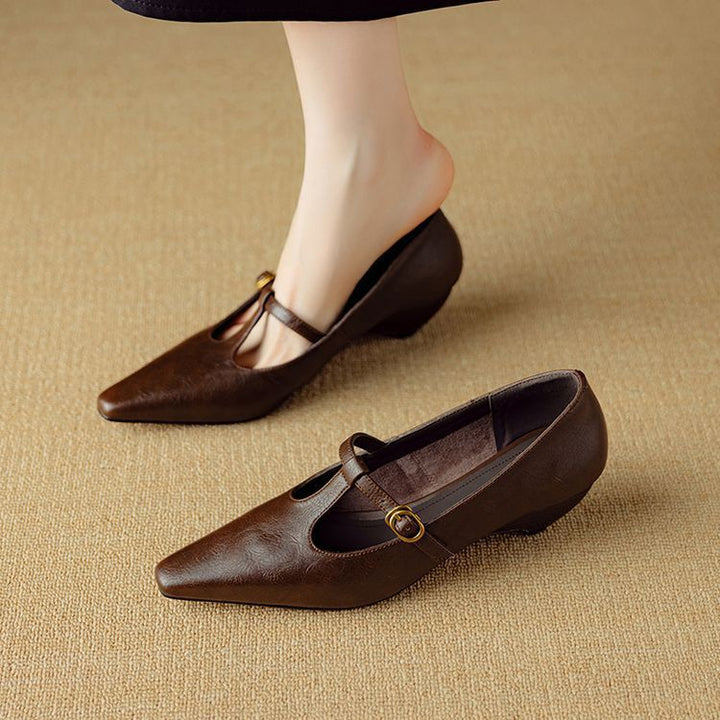 Zuri Genuine Leather T-Strap Mary Jane Pumps