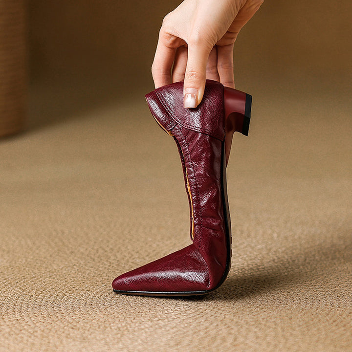 Cela Genuine Leather Pointed-Toe Heels