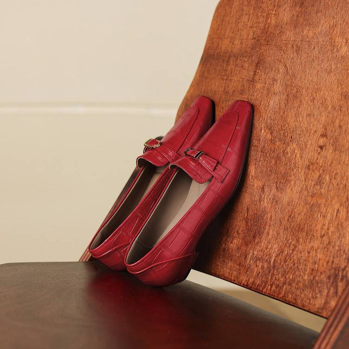 Nivan Genuine Leather Belt Strap Loafers