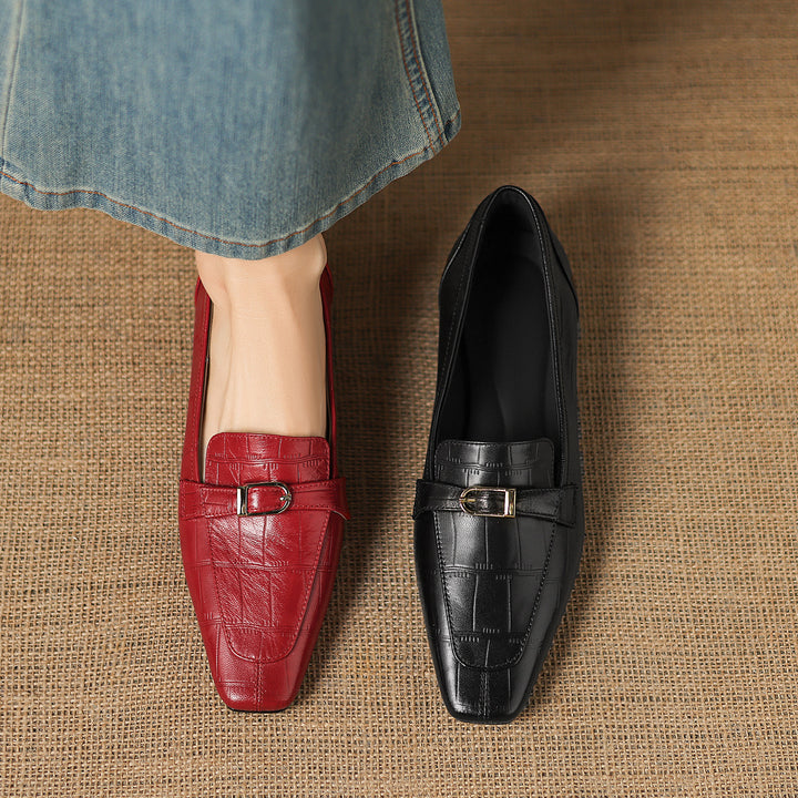 Nivan Genuine Leather Belt Strap Loafers