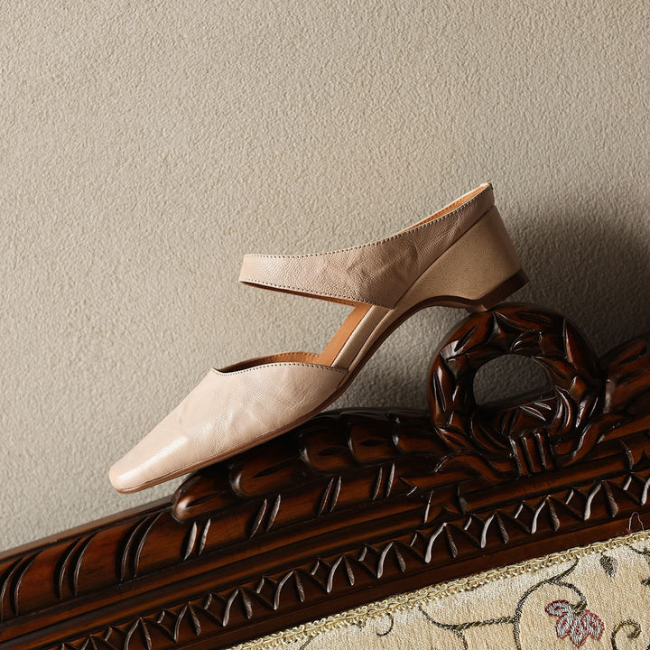 Cavie Genuine Leather Square-Toe Mules