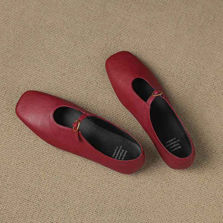Kleva Genuine Leather Mary Jane Flats