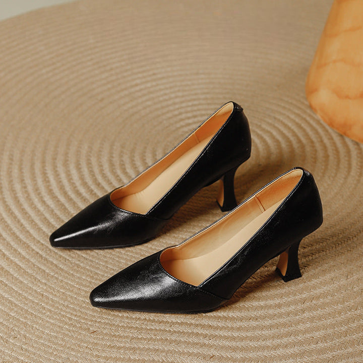 Stera Pointed-Toe Leather Heel Pumps