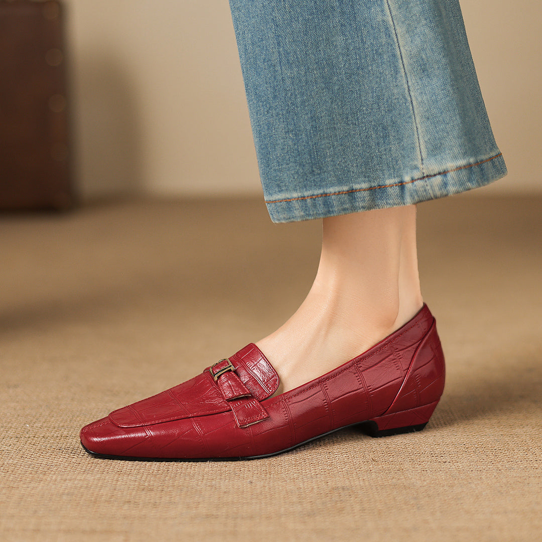 Nivan Genuine Leather Belt Strap Loafers