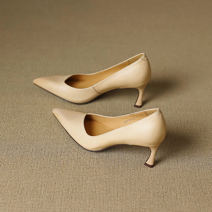 Aurea Genuine Leather Pointed-Toe Heels