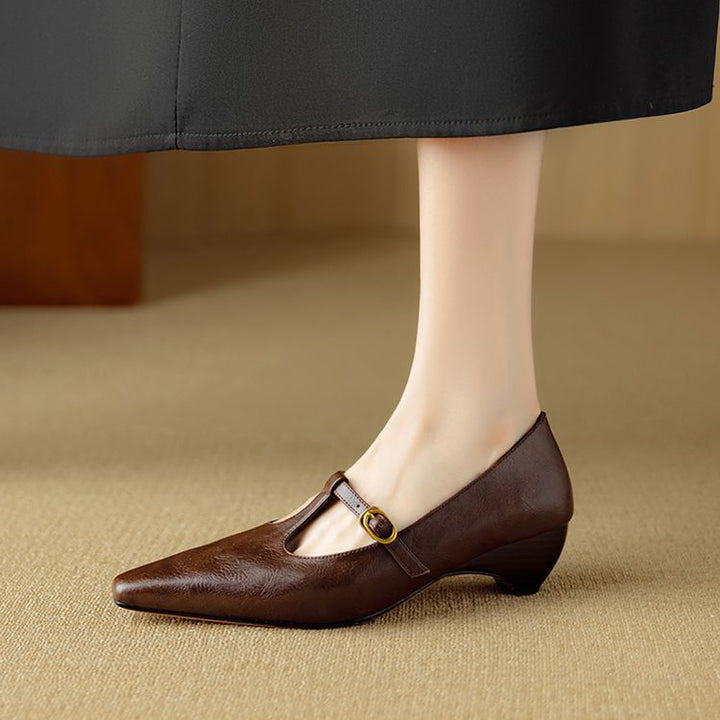 Zuri Genuine Leather T-Strap Mary Jane Pumps