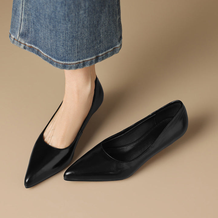 Zera Genuine Leather Pointed-Toe Heel Pumps