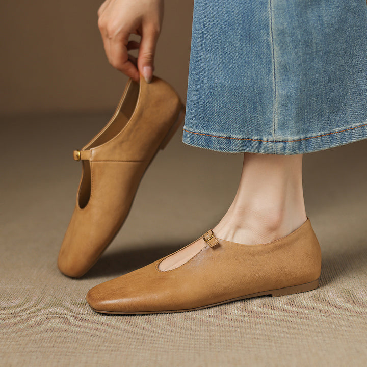 Kleva Genuine Leather Mary Jane Flats
