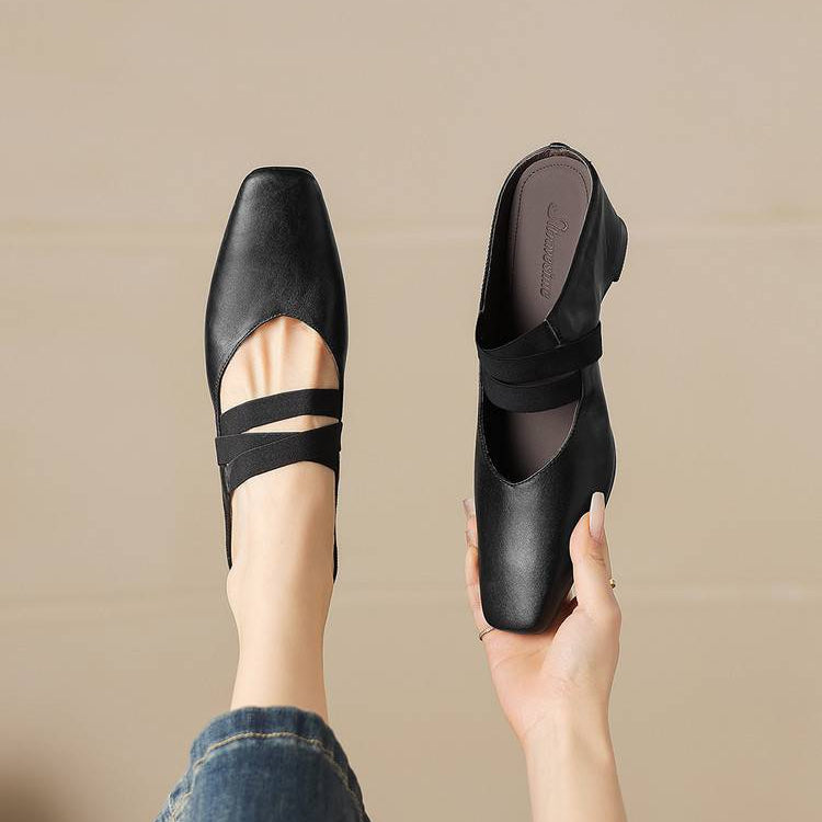 Maren Genuine Leather Square-Toe Mules