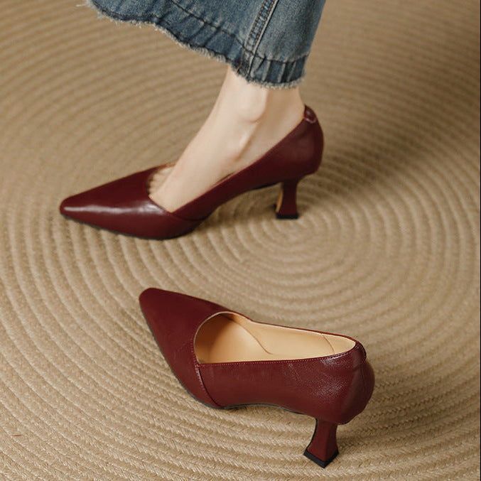 Stera Pointed-Toe Leather Heel Pumps