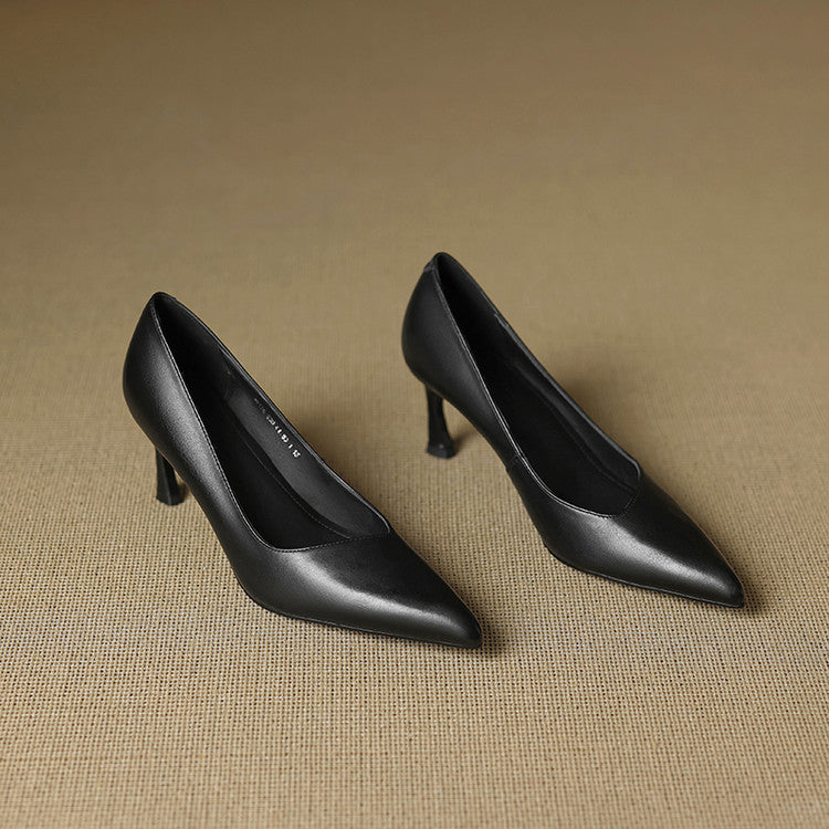 Aurea Genuine Leather Pointed-Toe Heels
