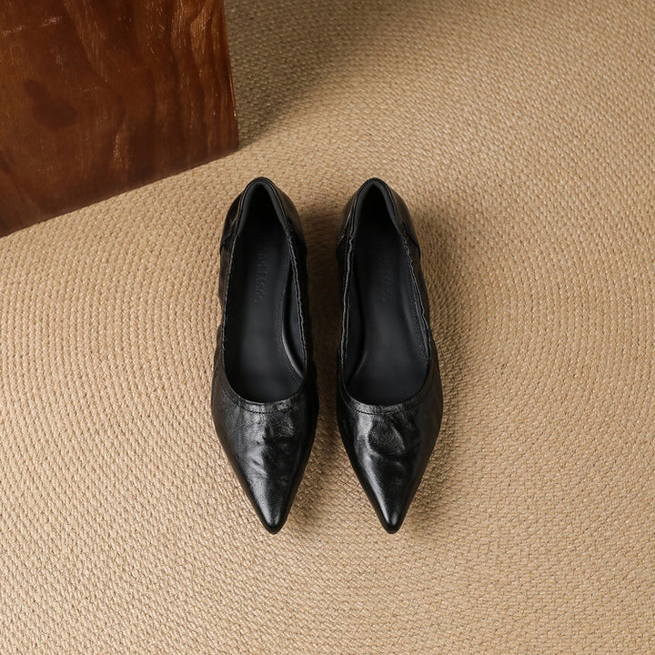 Cela Genuine Leather Pointed-Toe Heels