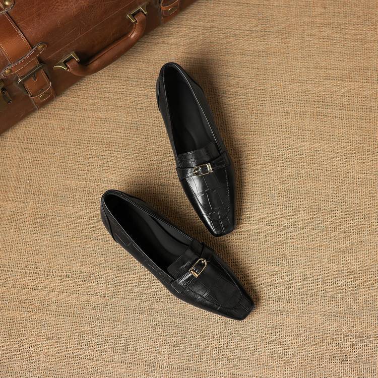 Nivan Genuine Leather Belt Strap Loafers