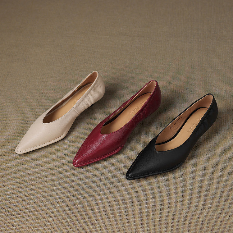 Emma Genuine Leather Pointed-Toe Heels