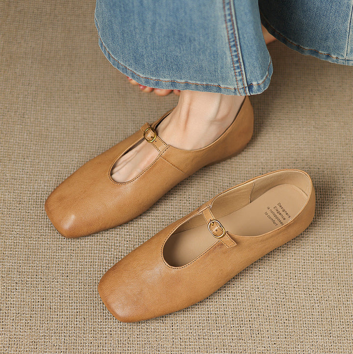 Kleva Genuine Leather Mary Jane Flats