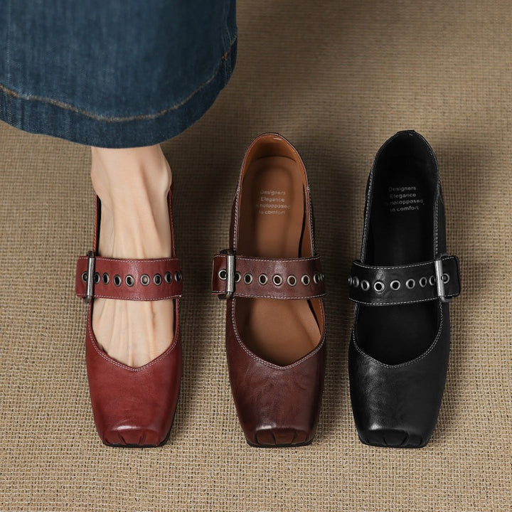 Clera Genuine Leather Mary Jane Pumps