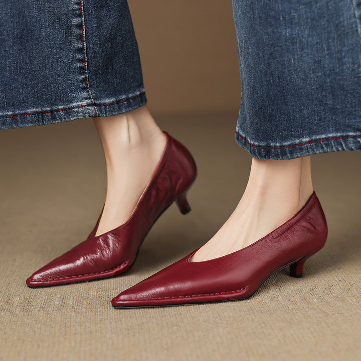 Emma Genuine Leather Pointed-Toe Heels