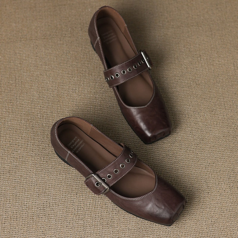 Clera Genuine Leather Mary Jane Pumps