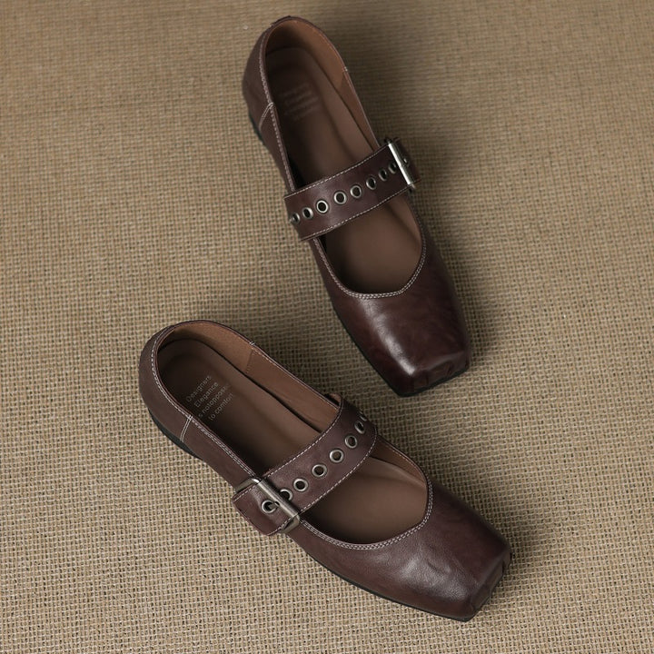 Clera Genuine Leather Mary Jane Pumps