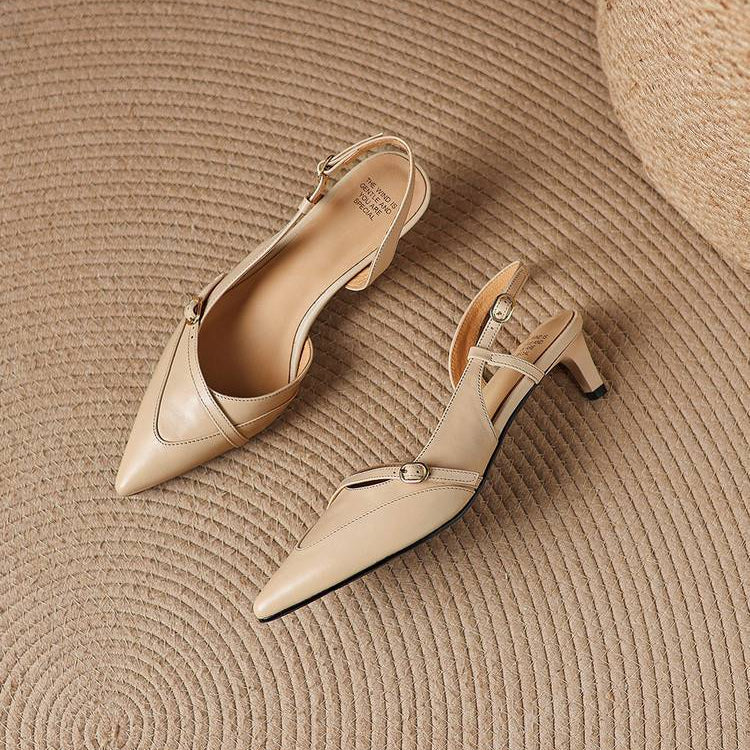 Elise Genuine Leather Pointed-Toe Slingback Heels