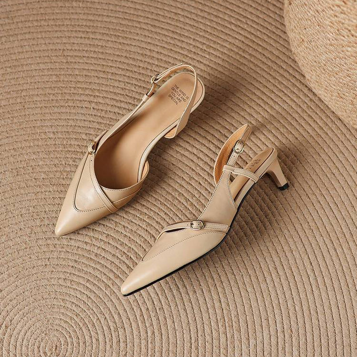 Elise Genuine Leather Pointed-Toe Slingback Heels