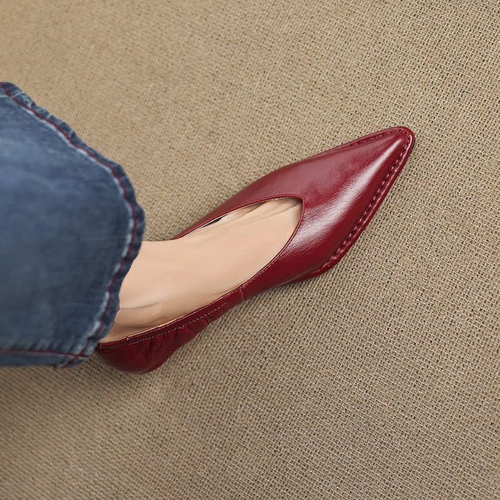 Emma Genuine Leather Pointed-Toe Heels