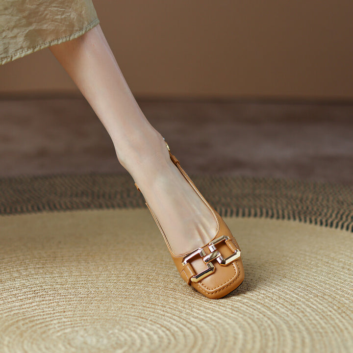 Cora Square Toe Leather Slingback Pumps