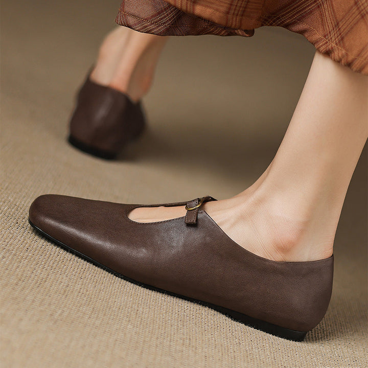 Kleva Genuine Leather Mary Jane Flats