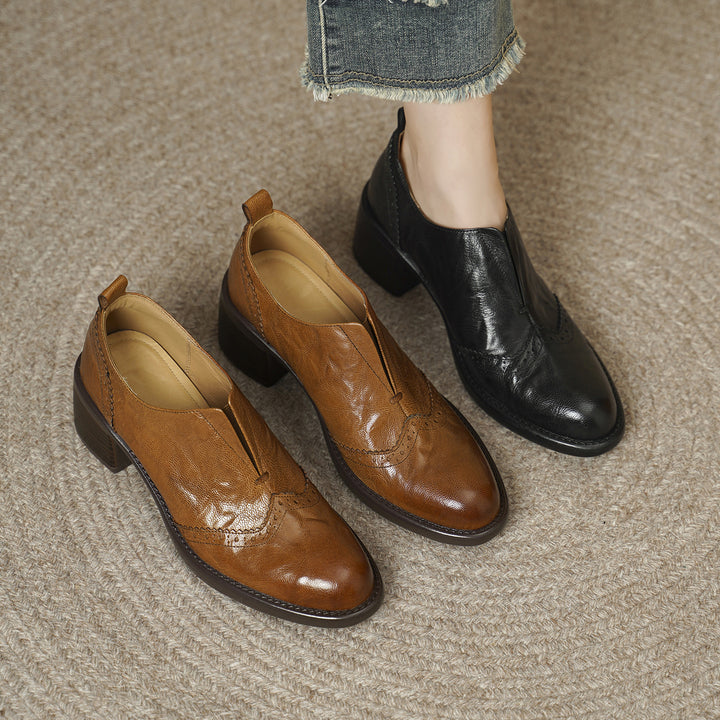 Everett Genuine Leather Wingtip Platform Shoes