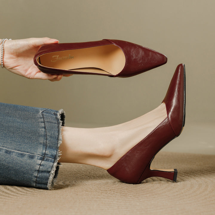 Stera Pointed-Toe Leather Heel Pumps