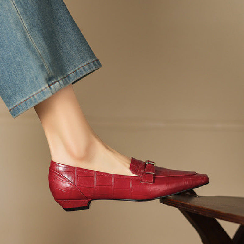 Nivan Genuine Leather Belt Strap Loafers
